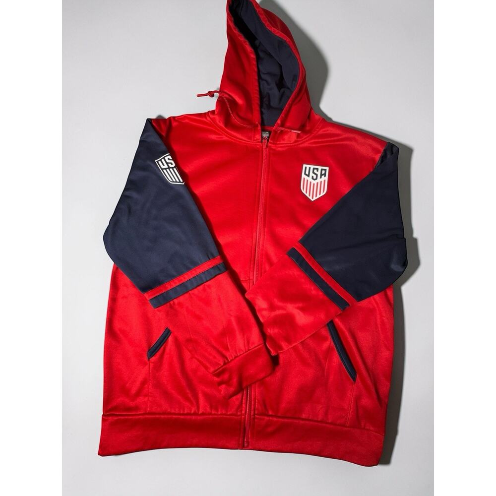 USA Soccer USMNT Track Jacket Mens Large Full Zip Red Blue